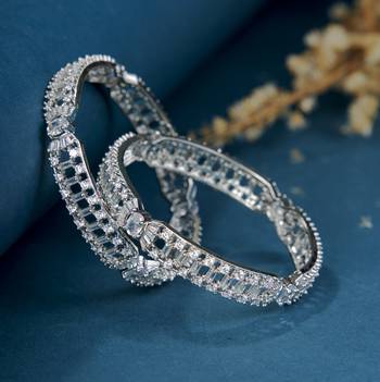 pure elegance rhodium bangles set (pack of 2) 1