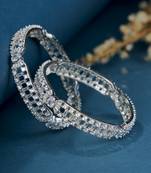 Opal touch pure elegance rhodium bangles set (pack of 2)