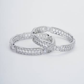 pure elegance rhodium bangles set (pack of 2) 2