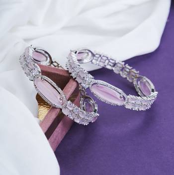 rhodium rose mint bangles set (pack of 2) 1