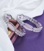 Opal touch rhodium rose mint bangles set (pack of 2)