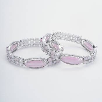 rhodium rose mint bangles set (pack of 2) 2