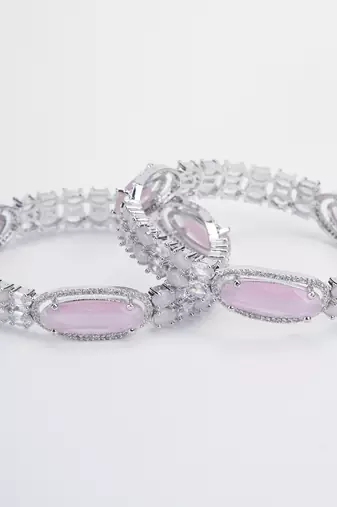 rhodium rose mint bangles set (pack of 2)