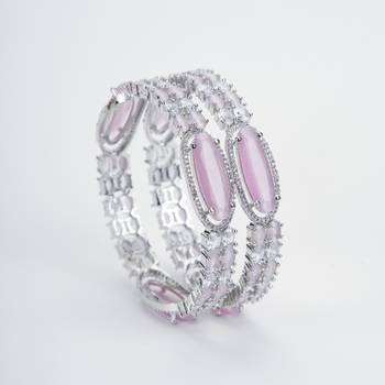 rhodium rose mint bangles set (pack of 2) 3