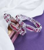 Opal touch rhodium rose mint bangles set (pack of 2)