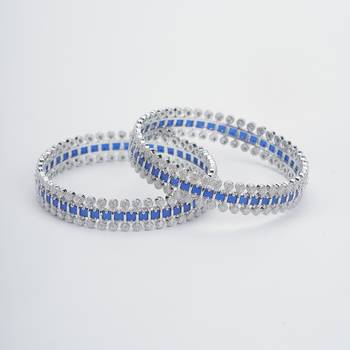 sparkling rhodium bangles set (pack of 2) 2