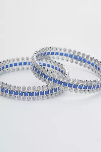 sparkling rhodium bangles set (pack of 2)
