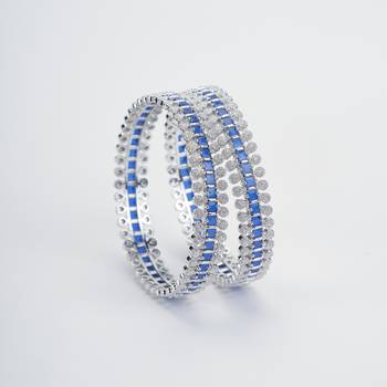sparkling rhodium bangles set (pack of 2) 3