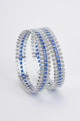 sparkling rhodium bangles set (pack of 2)