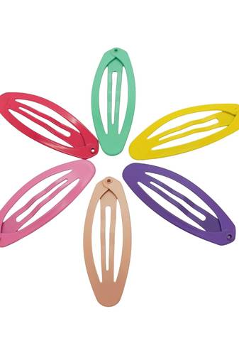  6 pcs Oval Hair Clips 6 Colors Non-Slip Metal For Baby Girl kid woman air