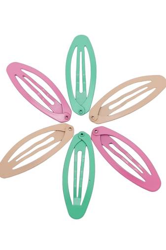  6 pcs Oval Hair Clips 6 Colors Non-Slip Metal For Baby Girl Kid Woman Hair