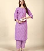 Purple  printed  cotton  aline kurti  kurti set