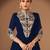 Navy blue color georgette semi stitched embroidered designer suit