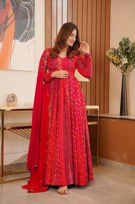 MASLIN FULL FLAIR WITH KALI PATTERN AND CANVAS PATTA WITH DUPPTA SET READY TO WEAR  3