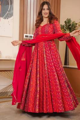 MASLIN FULL FLAIR WITH KALI PATTERN AND CANVAS PATTA WITH DUPPTA SET READY TO WEAR  4