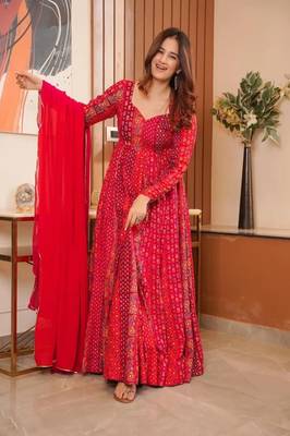 MASLIN FULL FLAIR WITH KALI PATTERN AND CANVAS PATTA WITH DUPPTA SET READY TO WEAR  5