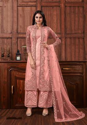 Peach Butterfly Net Mehndisalwar Kameez 1