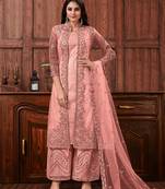 Peach Butterfly Net Mehndisalwar Kameez