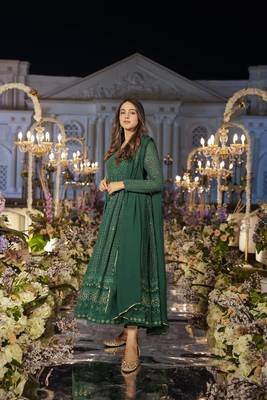  GREEN NIGHT STAR EMBROIDERED GEORGETTE SUIT SET  4