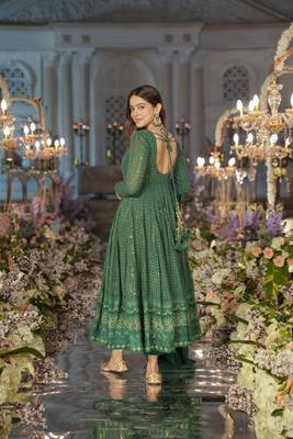  GREEN NIGHT STAR EMBROIDERED GEORGETTE SUIT SET  5