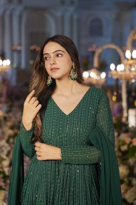  GREEN NIGHT STAR EMBROIDERED GEORGETTE SUIT SET  6