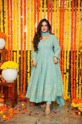  SKY NIGHT STAR EMBROIDERED GEORGETTE SUIT SET  3