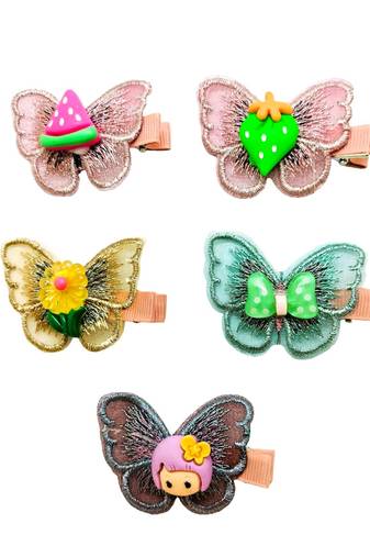  Set of 5 Embroidered Hair Barrettes Cute Hairpins  