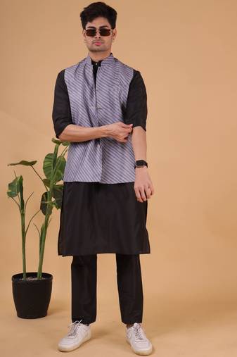 Shiwam ethnic men's cotton silk jacket  - jodhpur collection