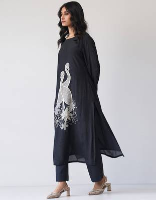 Black Bemberg Silk Co-ord Set 1