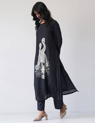 Black Bemberg Silk Co-ord Set 2