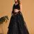 Mesmerizing Black Mirror Work Organza Reception Wear Lehenga Choli