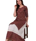 Traditional rayon fabric bandhej printed kurta with skirt