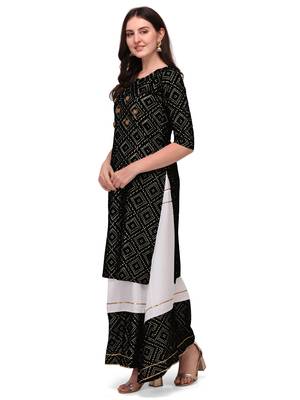 Traditional rayon fabric bandhej printed kurta with skirt 5