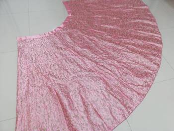 Baby Pink Cording Dori With Zari Thread And 3Mm Sequence Embroidered Malai Satin Silk Lehenga 10
