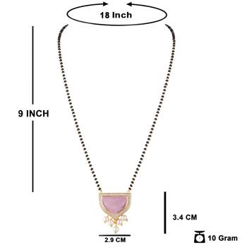 Jfl - jewellery for less traditional silver plated heart shaped pendant mangalsutra for women 1