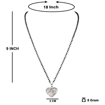 Jfl - jewellery for less traditional silver plated heart shaped pendant mangalsutra for women 3