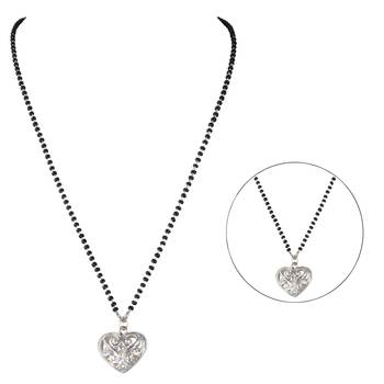 Jfl - jewellery for less traditional silver plated heart shaped pendant mangalsutra for women 4