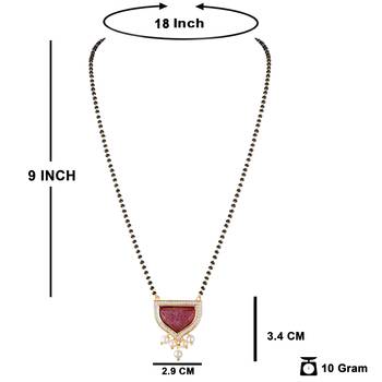 Jfl - jewellery for less gold plated pendant with cz american diamond studed & pearl drop mangalsutra for women 2