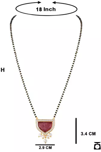 Jfl - jewellery for less gold plated pendant with cz american diamond studed & pearl drop mangalsutra for women