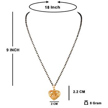 Jfl - jewellery for less traditional stylish gold plated heart shaped pendant mangalsutra for women 4