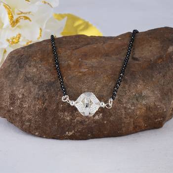 Jfl - jewellery for less traditional ethnic silver plated jali ball handcrafted mangalsutra for women 2