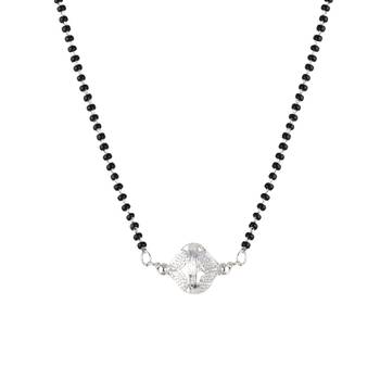 Jfl - jewellery for less traditional ethnic silver plated jali ball handcrafted mangalsutra for women 3