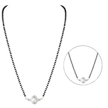 Jfl - jewellery for less traditional ethnic silver plated jali ball handcrafted mangalsutra for women 4