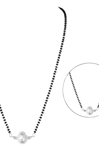 Jfl - jewellery for less traditional ethnic silver plated jali ball handcrafted mangalsutra for women