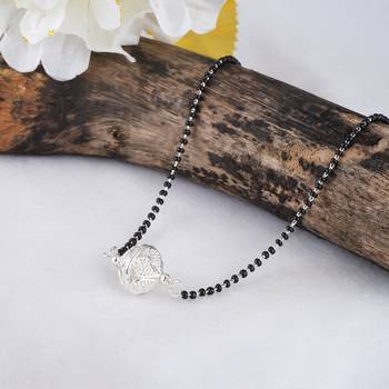 Jfl - jewellery for less traditional ethnic silver plated jali ball handcrafted mangalsutra for women 1