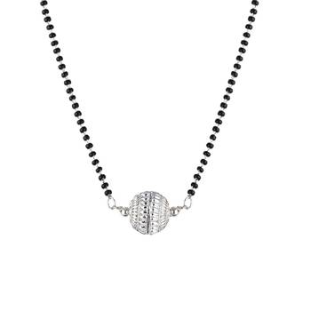 Jfl - jewellery for less traditional ethnic silver plated jali ball handcrafted mangalsutra for women 2