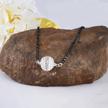 Jfl - jewellery for less traditional ethnic silver plated jali ball handcrafted mangalsutra for women 3