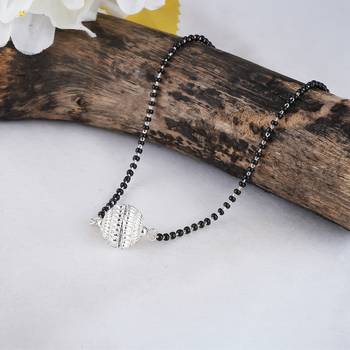 Jfl - jewellery for less traditional ethnic silver plated jali ball handcrafted mangalsutra for women 1
