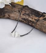 Jfl - jewellery for less traditional ethnic silver plated jali ball handcrafted mangalsutra for women