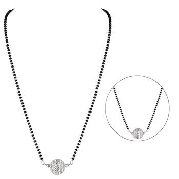 Jfl - jewellery for less traditional ethnic silver plated jali ball handcrafted mangalsutra for women 4